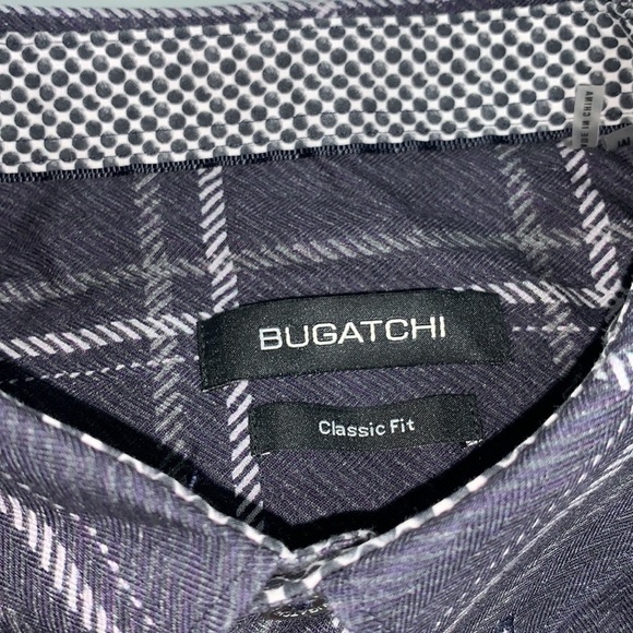 Men’s bugatchi caviar plaid button down long sleeve shirt size M - Picture 4 of 6